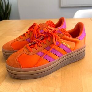 Adidas Gazelle Bright Orange and Pink Bold Platform Size 8 Womens